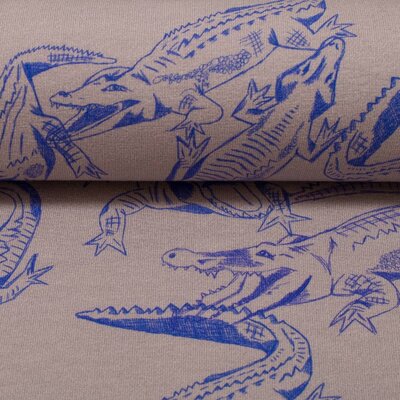 Jersey Swafing Crocodiles Krokodil by Cherry Picking blau-grau