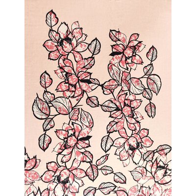 Stoff Panel Jersey Modal Blumen gezeichnet apricot