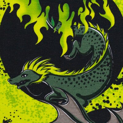French Terry Drachen, Swafing Mystic Dragons gelbgrün