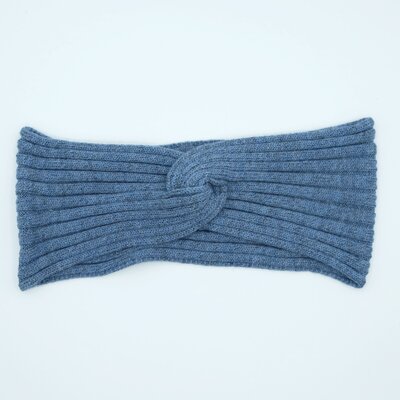 Stirnband Ohrenwrmer Damen Winter 100% WOLLE Merino blaugrau