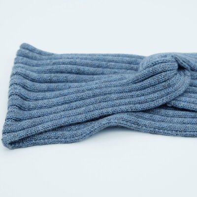 Stirnband Ohrenwrmer Damen Winter 100% WOLLE Merino blaugrau