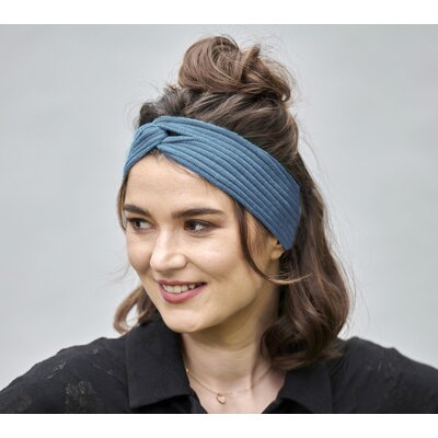 Stirnband Ohrenwrmer Damen Winter 100% WOLLE Merino blaugrau