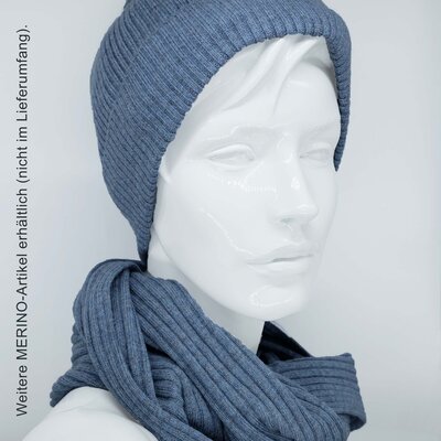 Stirnband Ohrenwrmer Damen Winter 100% WOLLE Merino blaugrau