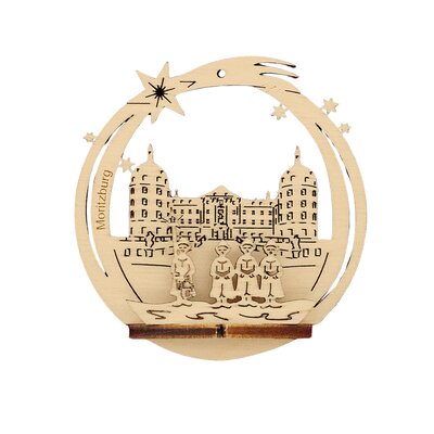 Weihnachtsbaumschmuck Holz Schloss Moritzburg 3D Optik, Baumbehang Erzgebirge Holzkunst