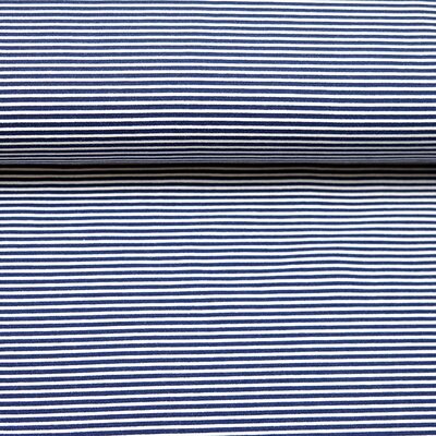 Bio Jersey Stoff Streifen Ringel dunkelblau wei, Premiumqualitt 0,4 m