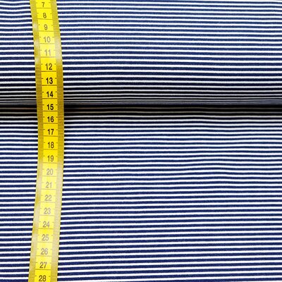 Bio Jersey Stoff Streifen Ringel dunkelblau wei, Premiumqualitt 0,4 m